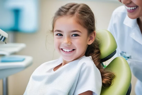 happy young patient with healthy teeth visiting a pediatric dental office in smyrna, tn